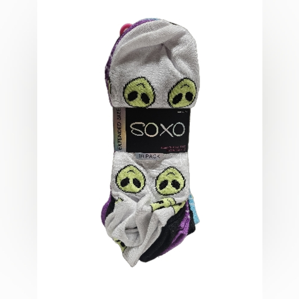 SOXO Women's No-Show Socks, 10 Pack, Multi-Color Pattern with Fun Graphics